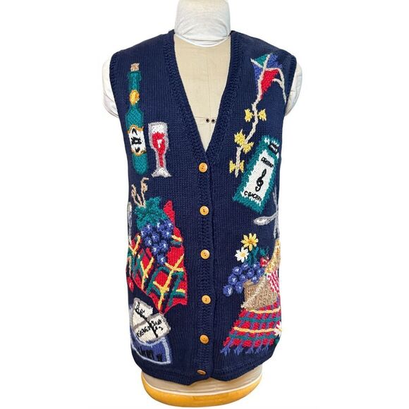 Portraits by Northern Isles Sweater Vest Sz. M Vintage Hand Knit Chunky - Picture 1 of 10